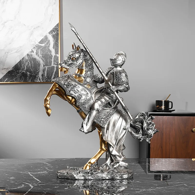 

Knight Modern Light Luxury Gun Knight Statue Office Living Room Wine Cabinet Opening housewarming Gifts Crafts Home Decoration