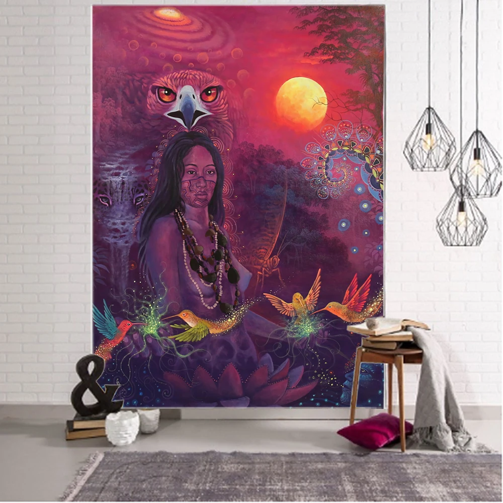 Psychedelic character animal background decoration tapestry psychedelic wizard witchcraft background decoration tapestry