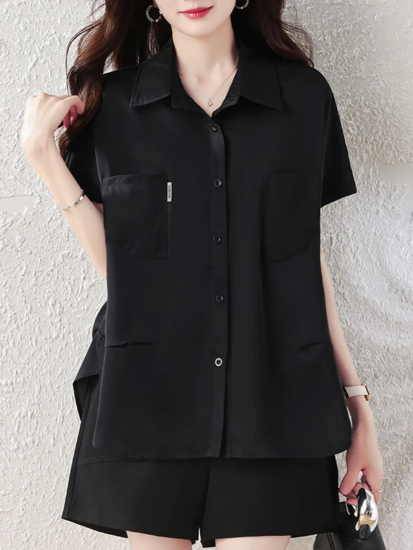 

Летняя повседневная свободная женская рубашка-сарафан больших размеров из полиэстера с коротким рукавом и вставками на плечах, модная, универсальная, простая