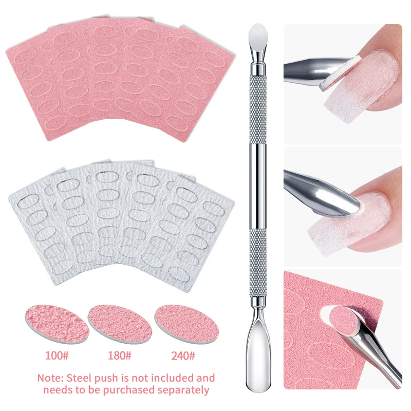 

Double-Ended Horseshoe Cuticle Pusher with Beveled Edge & Nail Buffing File Manicure Nail Art Cleaner Care Tool