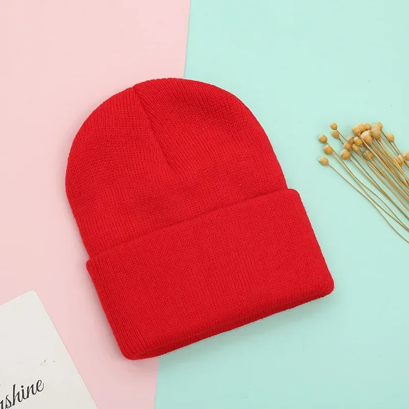 Dad Mother Kids Baby Hats for Girl Boy Newborn Beanie Infant Candy Color Winter Autumn Family Warm Knitted Parent Children Hat