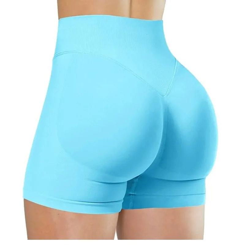 Seamless Women's Gym Yoga Exercise Pants High Waist Peach Hip Solid Color Tight Sexy Shorts Fitness Leggings