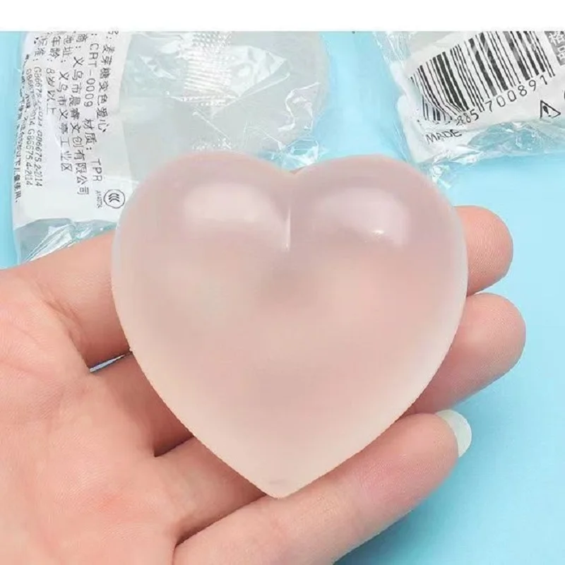 Soft Heart Shape Light Sensitive Color Changing Squeeze Toy Stress Relief Novelty Love Fidget Squishy Ball Gift for Girl Outdoor