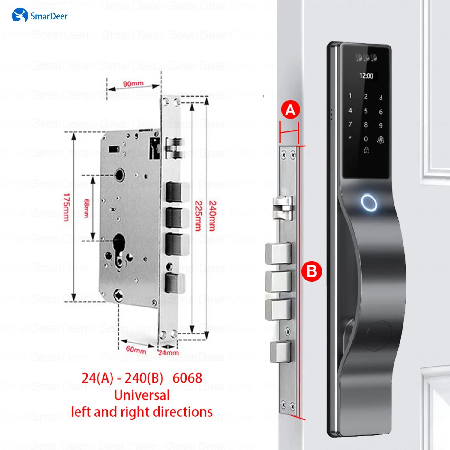 SmaerDer Smart Lock: slimme deurvergrendeling met gezichtsherkenning, vingerafdruksensor, magnetische kaartlezer, wachtwoordfunctie en volledig automatische elektronische werking, inclusief camera.