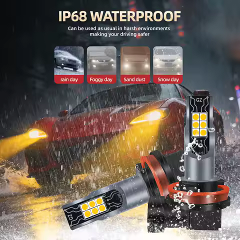 2x H11 H8 LED Fog Light Bulbs 3000K Yellow H1 H3 H4 H7 100W 30000LM 880 881 5202 2504 Auto DRL Fog Lights For Car/Motorcycle 12V