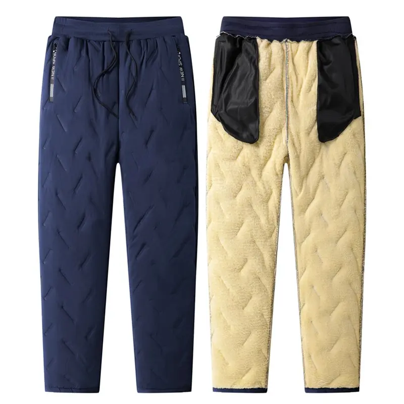 

Autumn and Winter New Fashion Solid Color Thickened Warm Cotton Pants Men's Loose Sports Waterproof Large Size Casual Pants