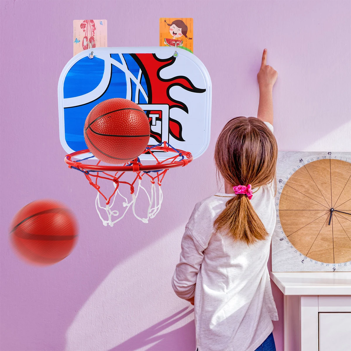

1 set Kids Wall-Mounted Stand Eco-Friendly Install Indoor Outdoor Gift for Wall Basketball Toy Children