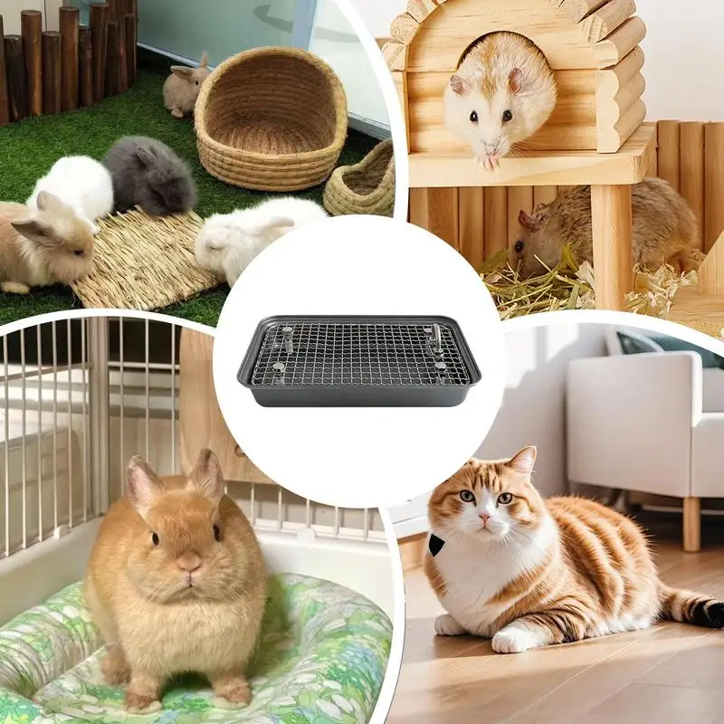 Rabbits Litter Box Pee Pan Tray Stainless Steel Anti-bite Pet Toilet Removable Box Bunny Trainer For A Variety Of Small Pets