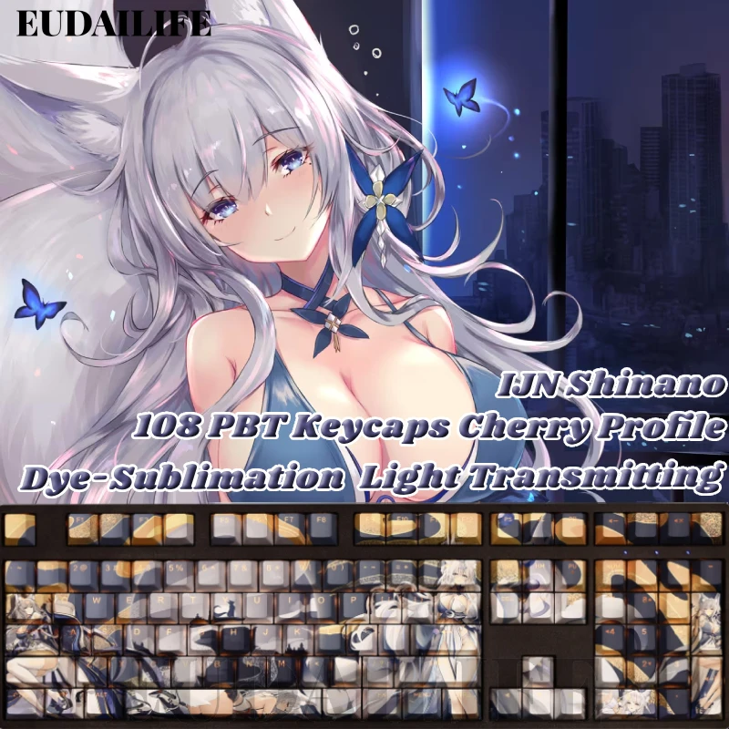 

Колпачки для клавиш IJN Shinano 108, Azur Lane, PBT, сублимационная печать, для механических клавиатур Cherry MX Cross Axis Switch, для отаку