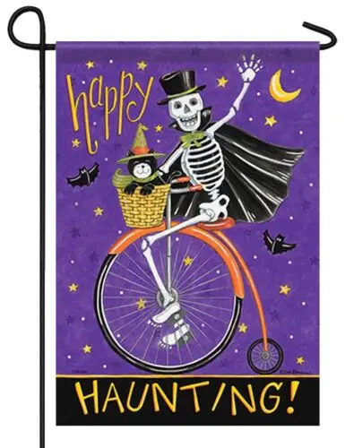 Unicycle Skeleton Foil Garden Flag