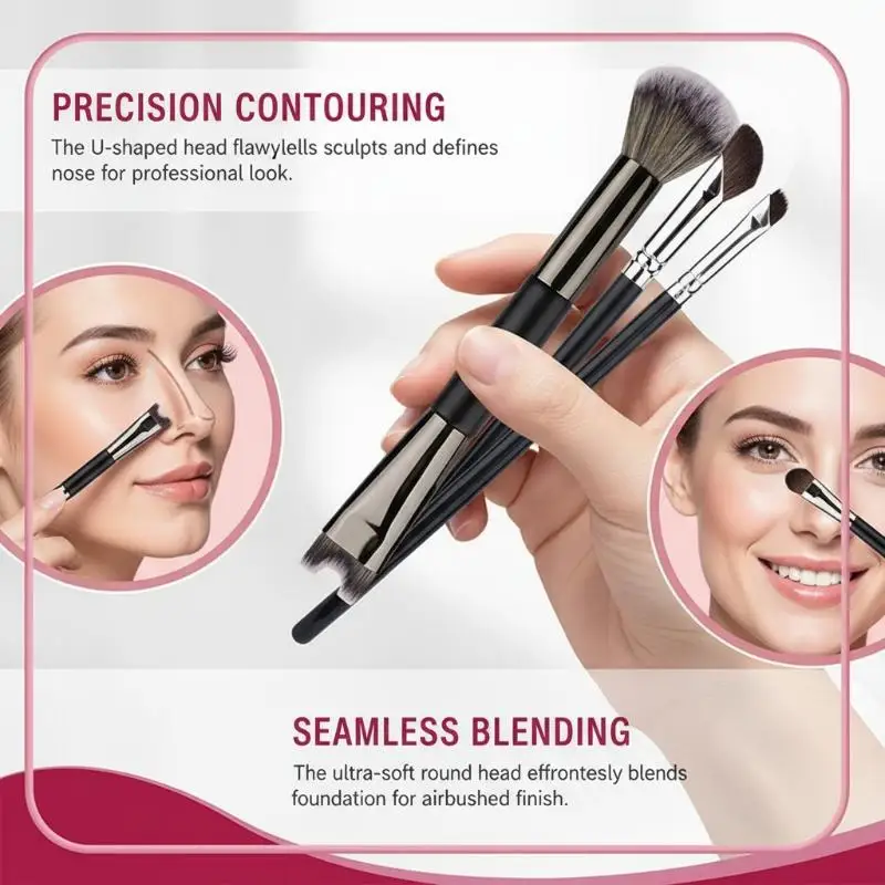 1/3 Pcs Nose Contour Brushes For Makeup Dual-Ended Nose Angled Eyeshadow