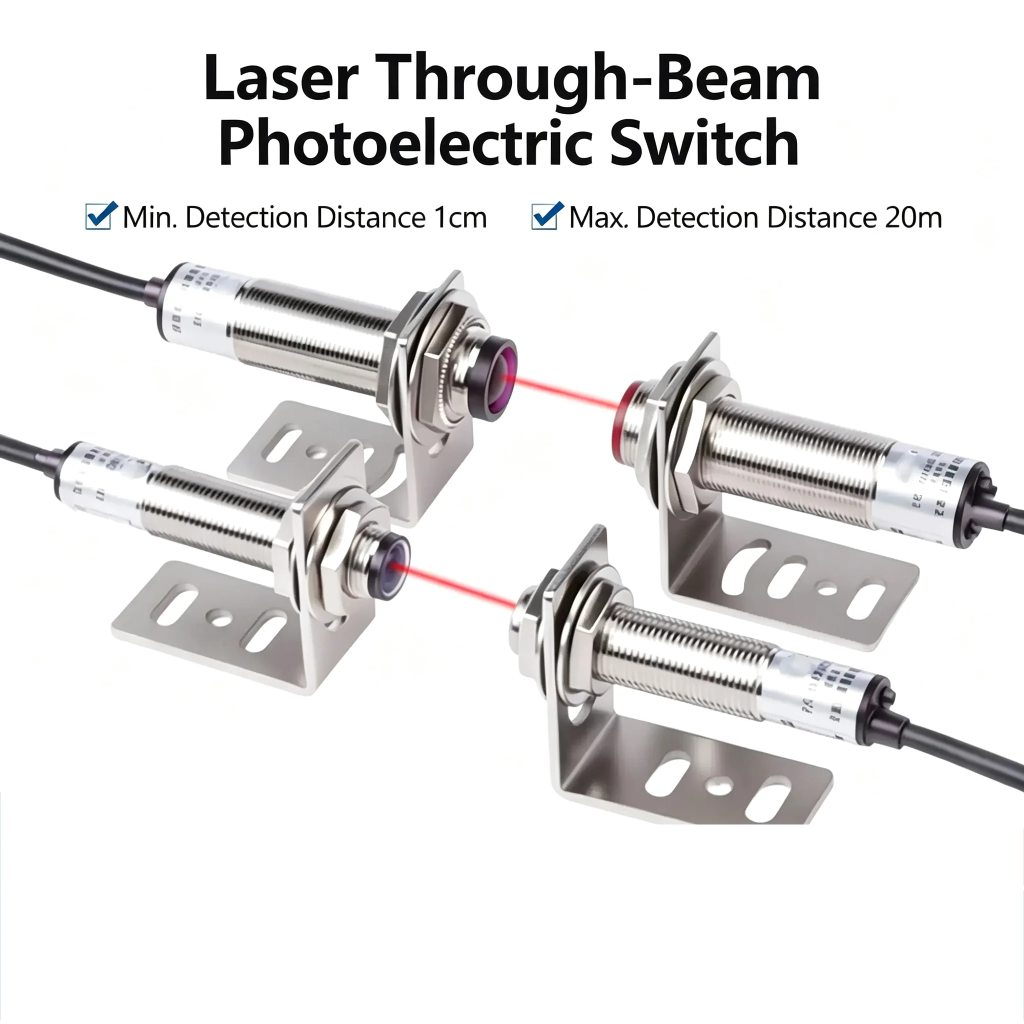 30cm Diffuse Reflection Infrared Visible Material Opague Optoelectric Switch M12 Waterproof Laser Sensor Photoelectric Switch