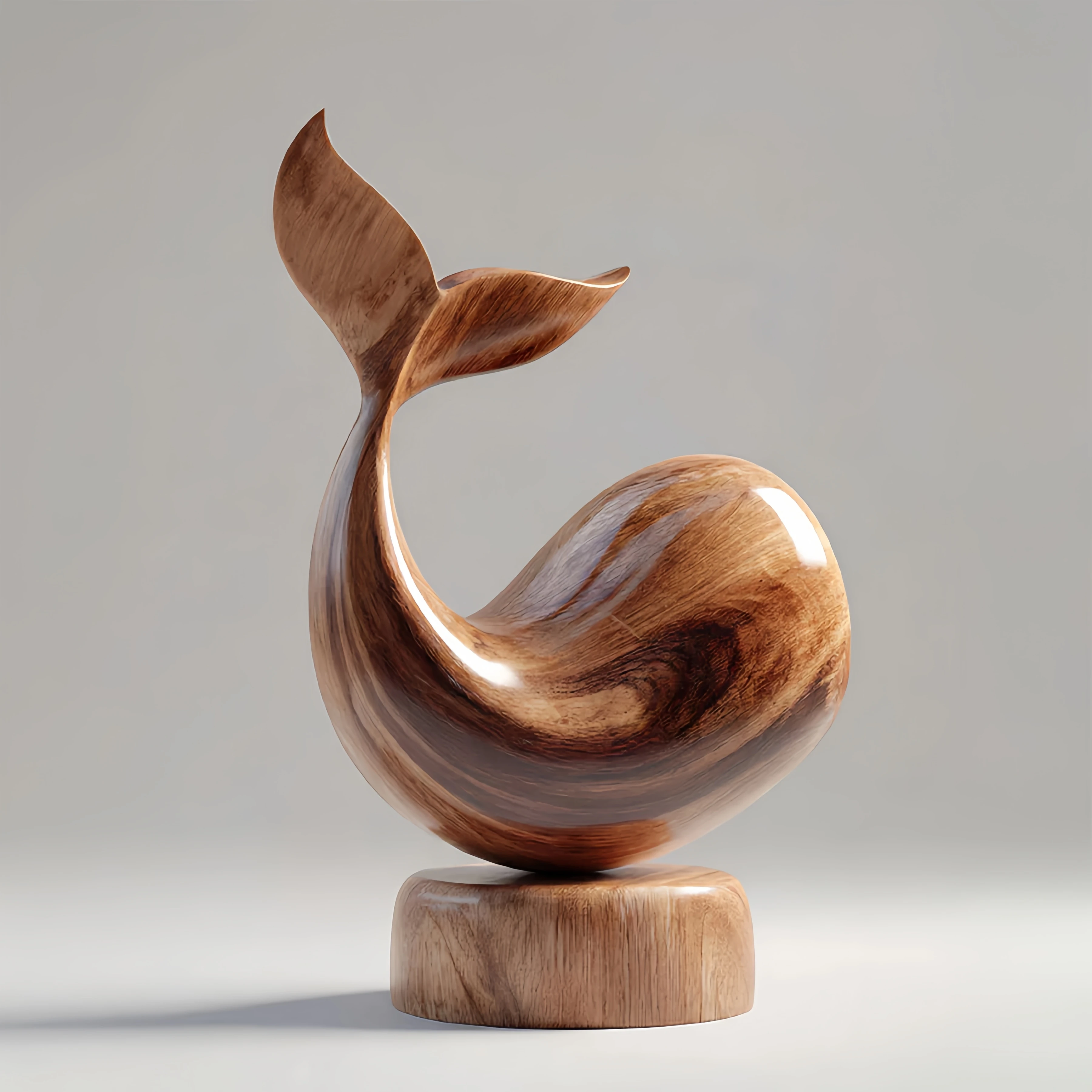 Wooden Engraved Handmade Customizable Modern Whale Ornament Polished Natural Wood Grain Statue For Caf Dining Room Boutique