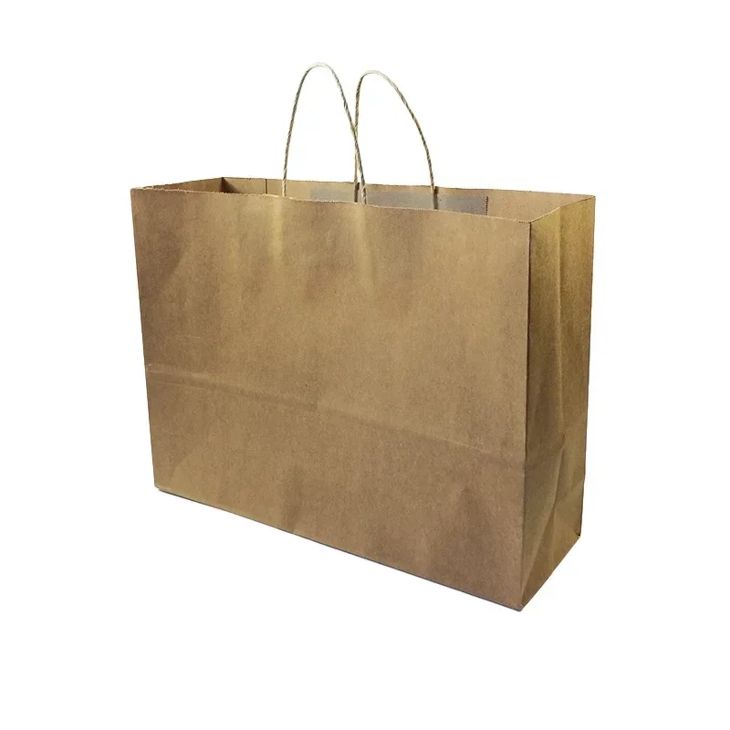

10 Pcs Multifuntion Kraft Paper Bags With Handle Cowhide Primary Colors Gift Party Holiday Recyclable Package Bag 42*31*13cm