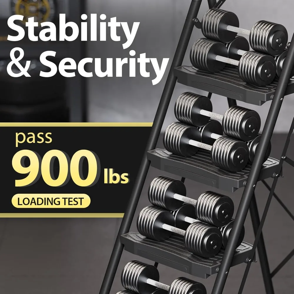 4 Step Ladder with Tool Platform, Sturdy Stool, Anti-Slip Wide Pedals, Handrail, Step Stools & StepS Ladders