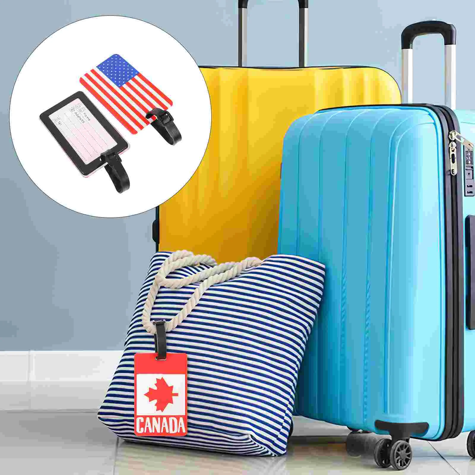 2 Pcs Banner Flag Luggage Tag Travel Suitcases Maple Leaf Pvc National Flags Checked