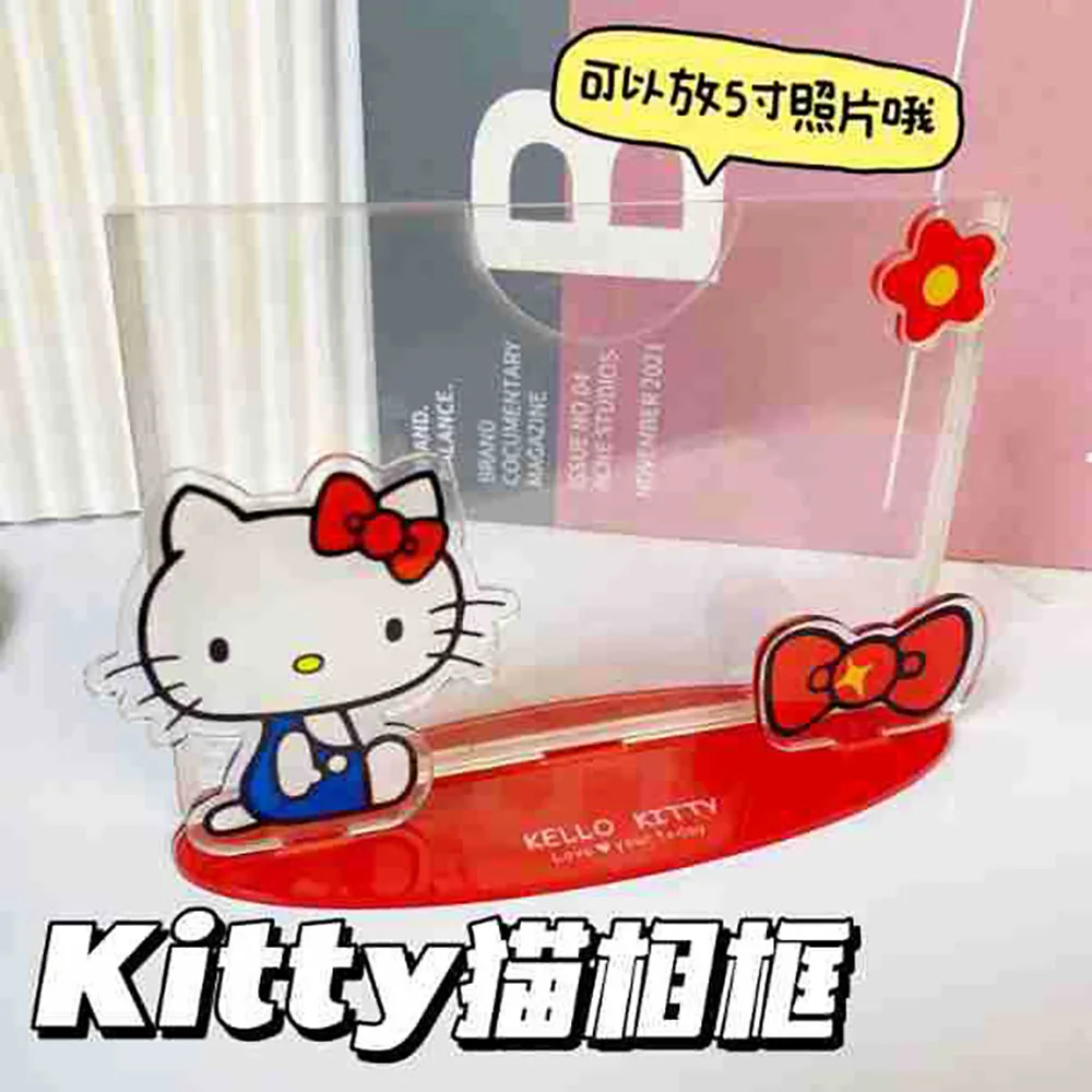 Kawaii Anime Hello Kitty Acrylic Ornament 5-Inch Vertical Photo Frame Cartoon Diy Girl's Heart Desktop Decorative Ornaments Gift