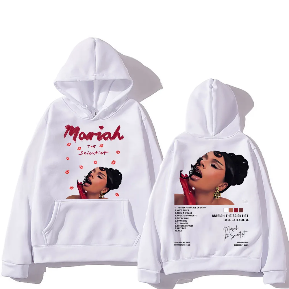 Mariah The Scientist Hooded for Autumn/Winter Gothic Fleece Sweatshirts Long-sleeved Hip Hop Punk Clothes Ropa Mujer Soft Hoody