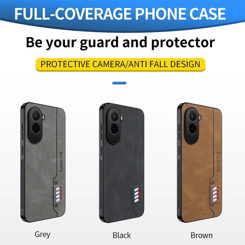 For MI POCO M7 4G Case Simple Business Style Track Plain Leather Skin-friendly Anti-drop Cover For MI POCO M 7 4G Funda