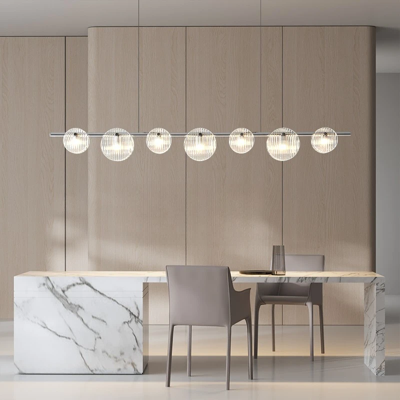 

French light luxury restaurant chandelier study high-end glass design sense fashion creative bar table modern simple strip light