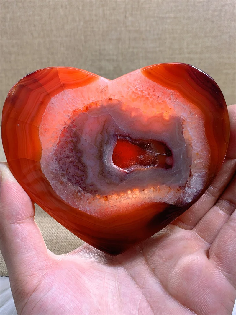 

Natural Carnelian Slab Heart Free Form Tumble Slab Crystal Mineral Madagascar Healing Palm Workmanship Ornament Carving Chip