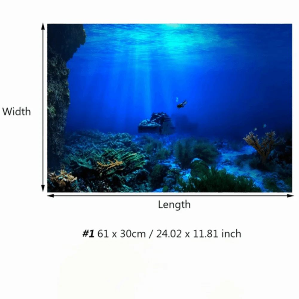 โปสเตอร์พื้นหลังตู้ปลา PVC ลาย 3 มิติ แบบติดกาว ตกแต่งตู้ปลา ลายโลกใต้ทะเล หนาขึ้น สำหรับตกแต่งตู้ปลา