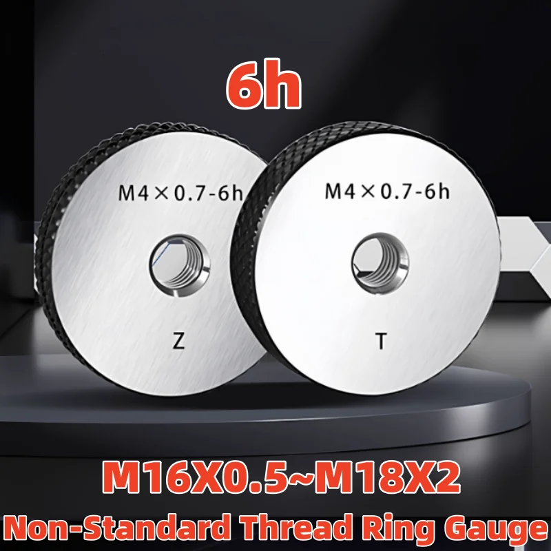 1SET(1*GO+1*NOGO) M16-M18  Non-Standard Metric Fine Tooth Thread Ring Gauge  6h  M16 M17 M18 X0.5 X0.75 X1 X1.5 X2  Measure Tool