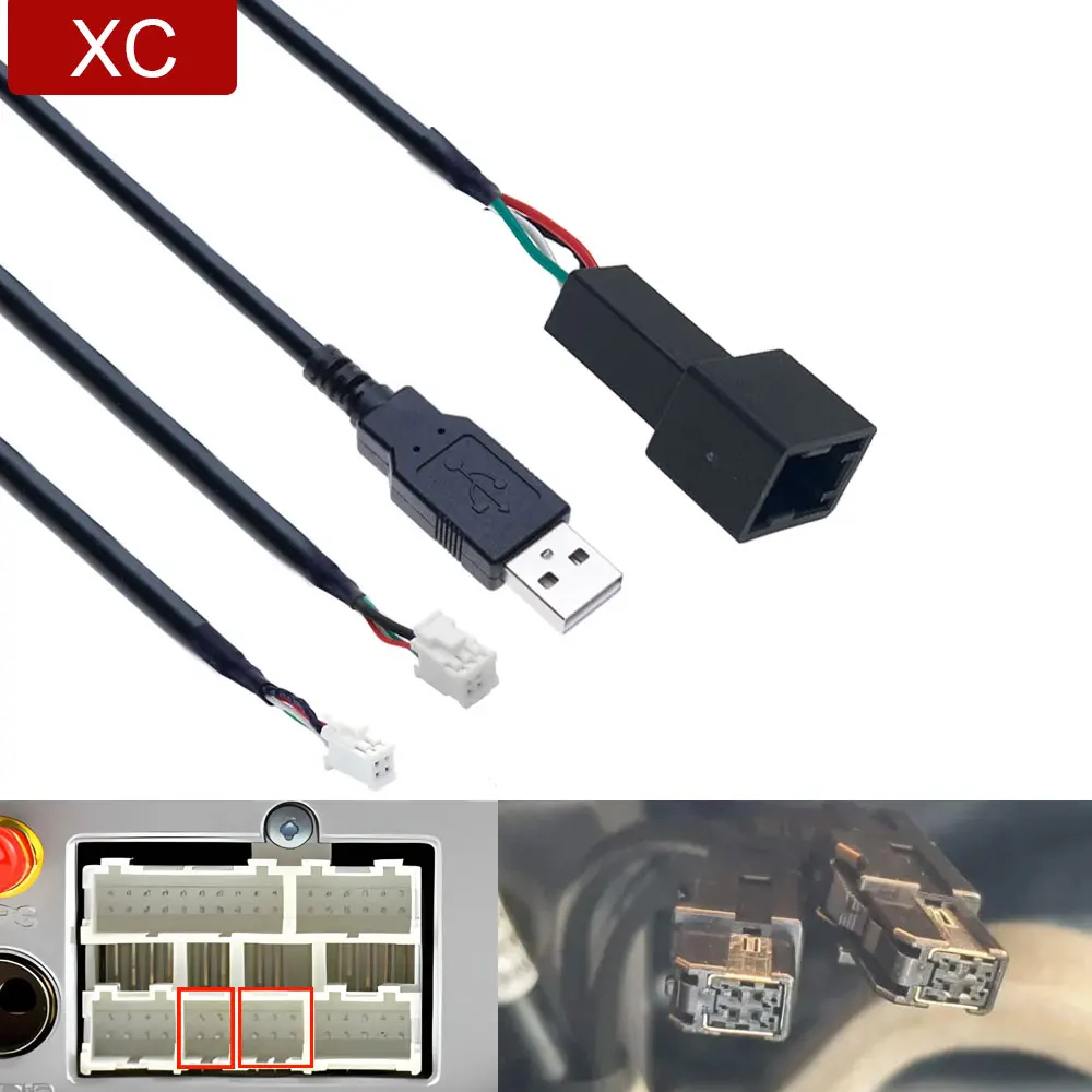 

4 6Pin Car Radio USB Female Male Input Media Data Wire Harness Cable Adapter For Mitsubishi PAJERO ASX Android Multimedia Player