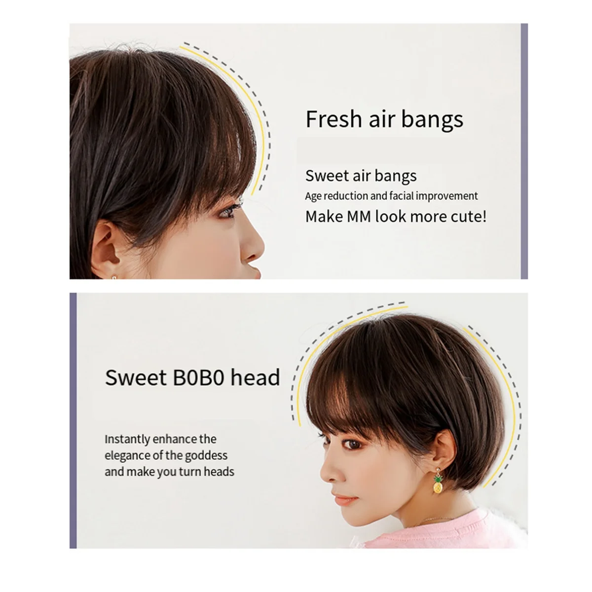 Wig Bob Bobo Wig with Bangs for Women, Natural Looking Short Bob Wig , Short Wig for Daily Korea Versions Brown Black