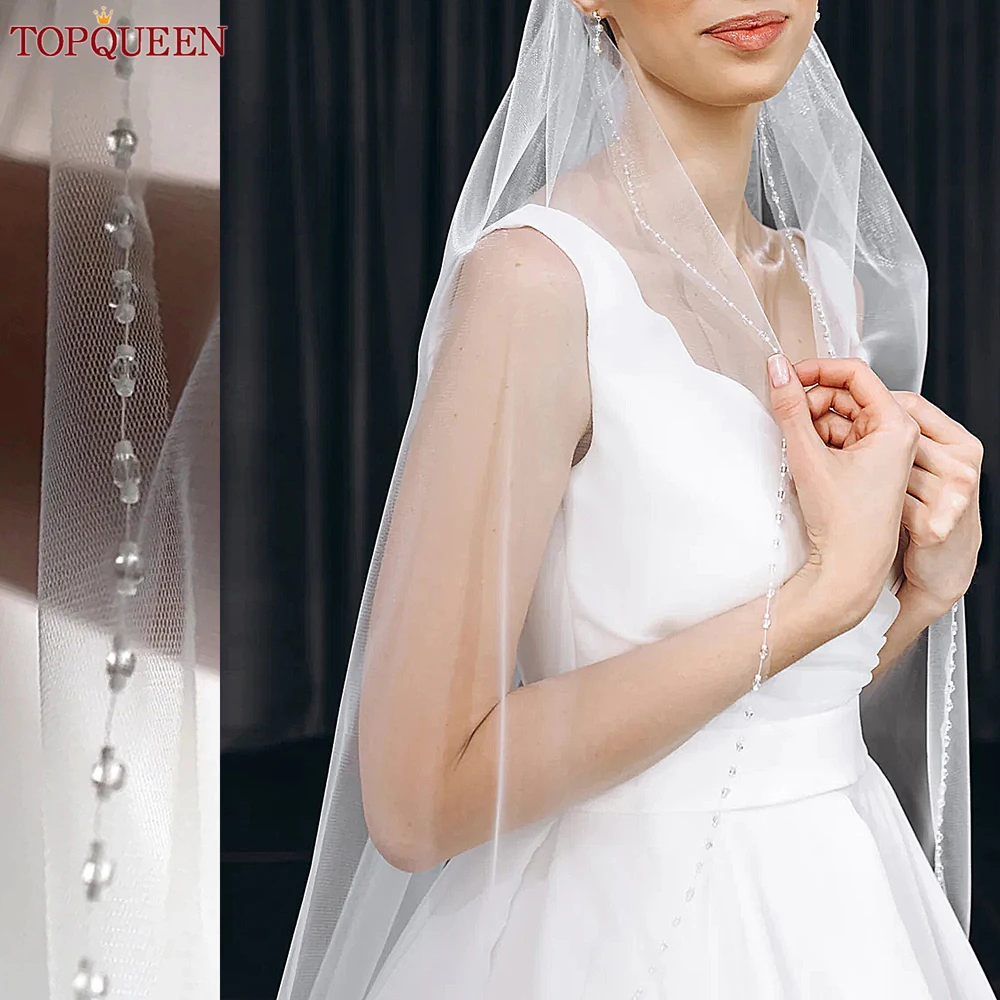 

TOPQUEEN White/ivory Wedding Veil Short Bridal Head Accessories 2024 Apparel Wedding Long Veils Wedding Dress Accessory V189