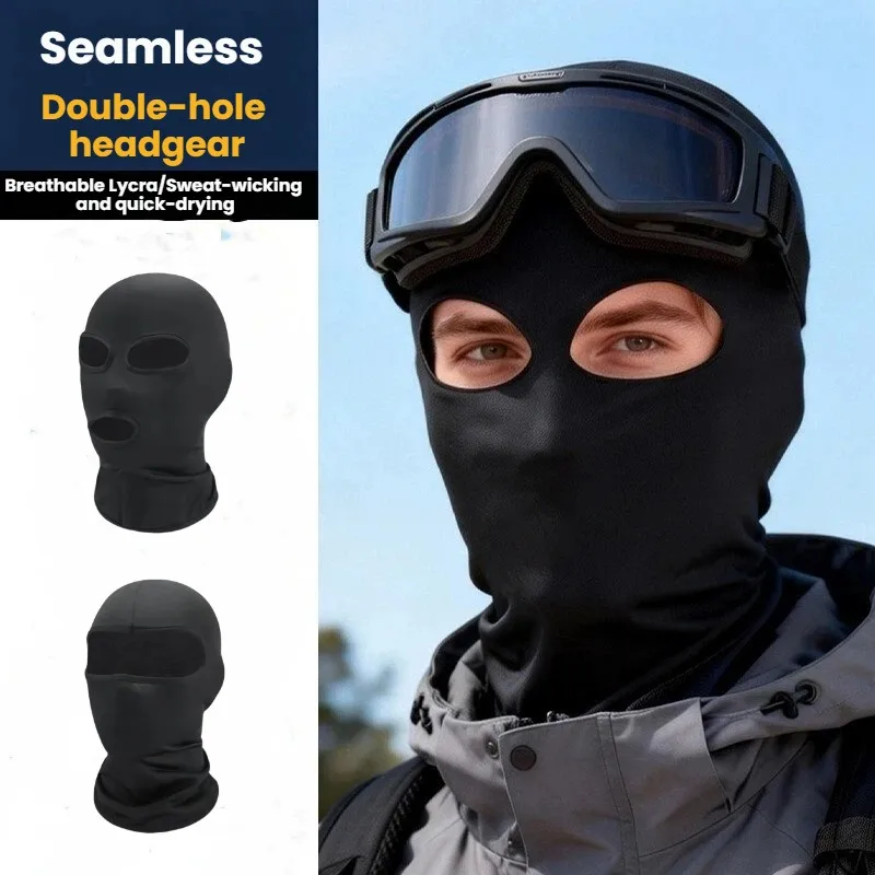 Black Full Face No Hole Cover Hat Women Men Cs Balaclava Cap Sun Uv Protection Bike Motorcycle Multi-Hole Ski Mask