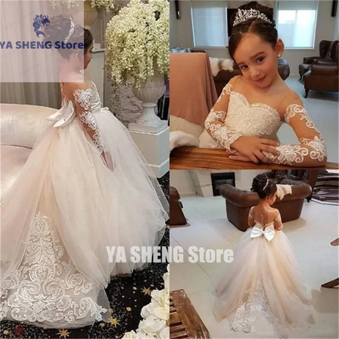 Wedding Party Holiday Maroon Applique Girls Flower Girls Dresses For Pageant Dresses Customize Tulle Lace Birthday Dress