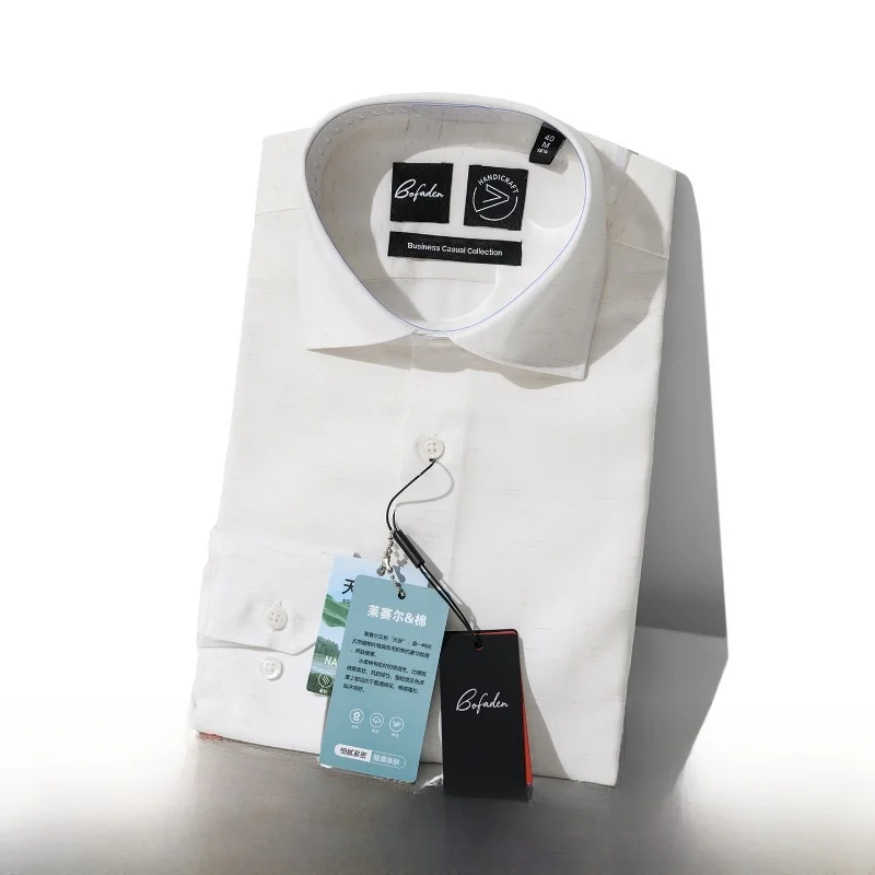 

Men's High-End Anti-Wrinkle Breathable Long Sve irt Lyocell Blend Linen New Sle Autumn Winter Busin Casual Pure Color