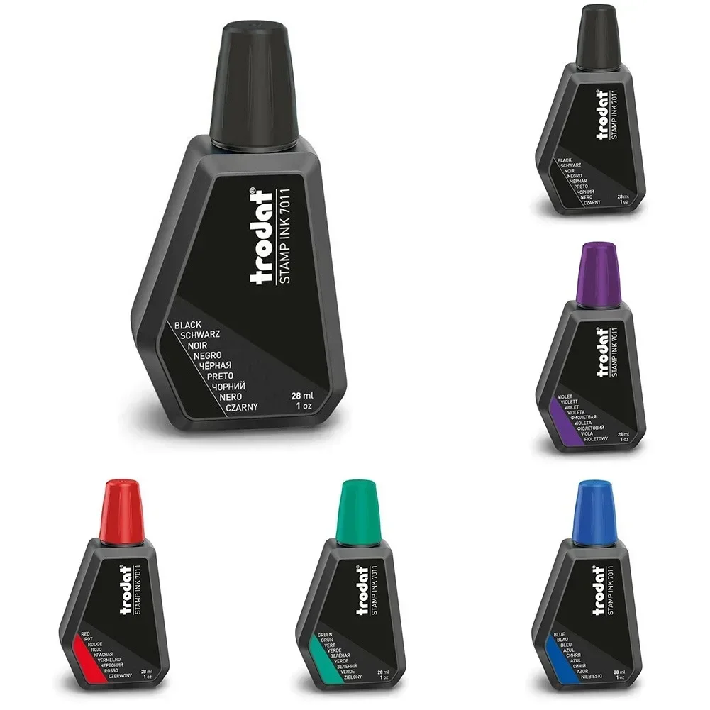 Trodat 7011 Stamp Pad Ink 28 Ml (Colours) Red / Blue / Black / Green / Purple For All Ink Pads That Can Be Refilled Tools