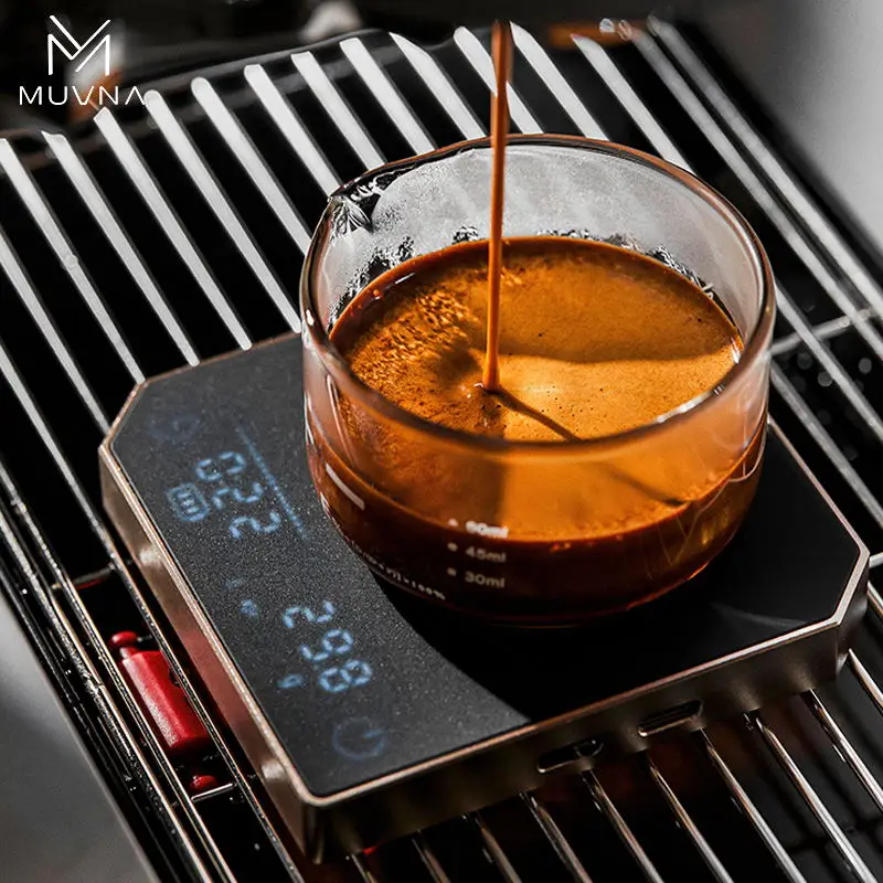 MUVNA Metal Digital Kitchen Coffee Scale High Precision Cyclic Rechargeable Espresso Electronic Scale Home Barista Accessories
