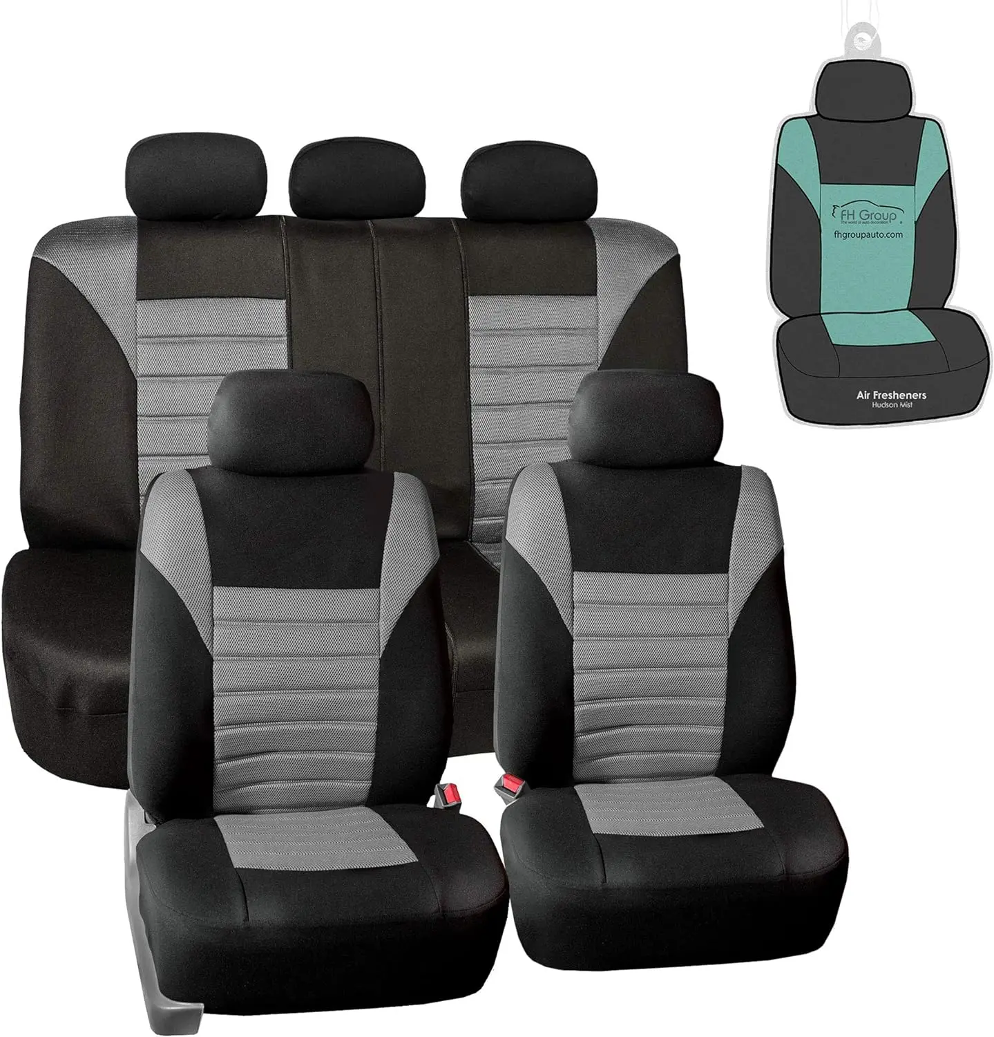 

Car Seat Covers Full Set Premium 3D Air Mesh Gray and Black Seat Covers, Airbag Compatible and Split Bench Cover Universal Fit