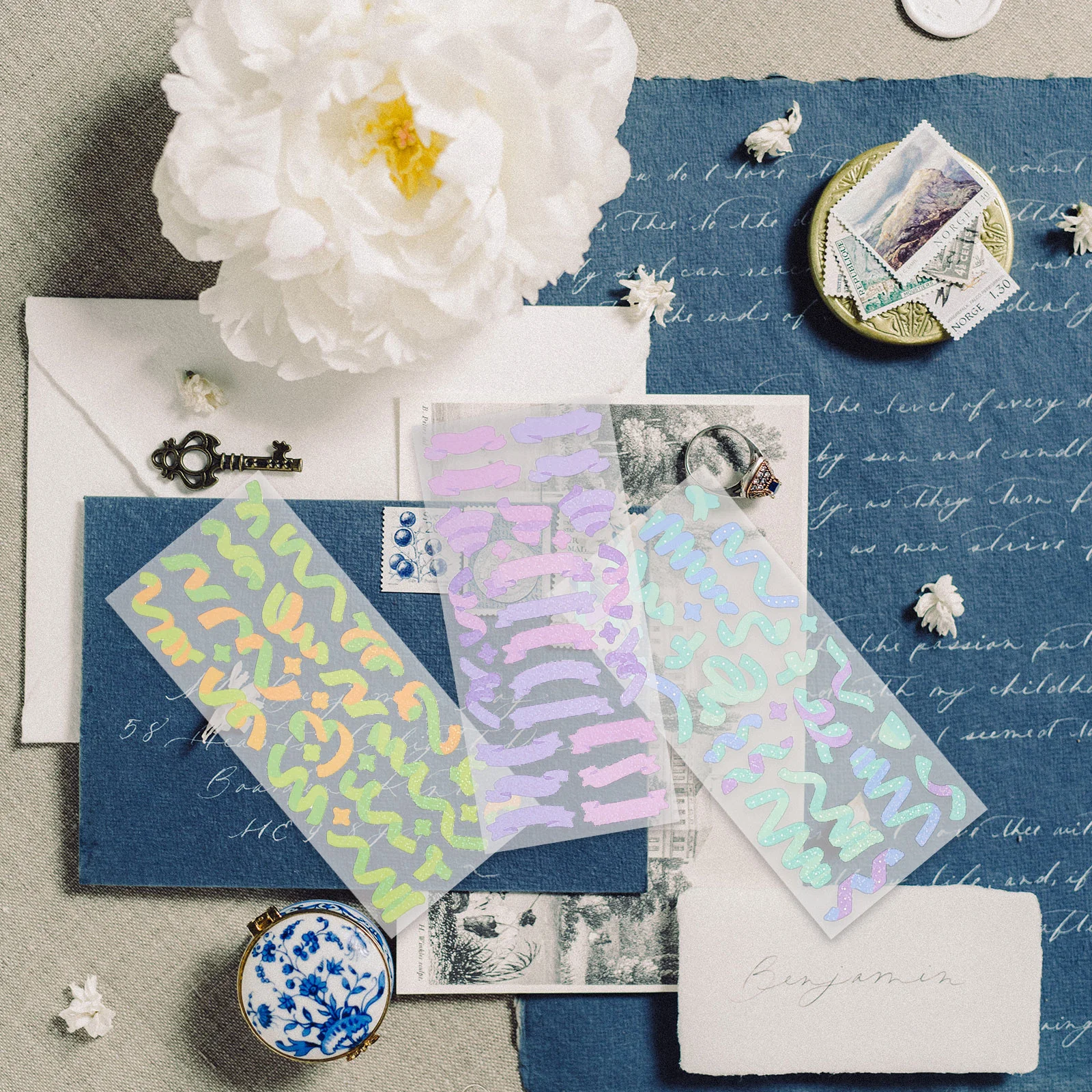 

10pcs Pvc Shiny Stickers Laser Rainbow Decal For Scrapbook Diary Diy Craft Decoration Colorful Self-Adhesive Decorative Decals