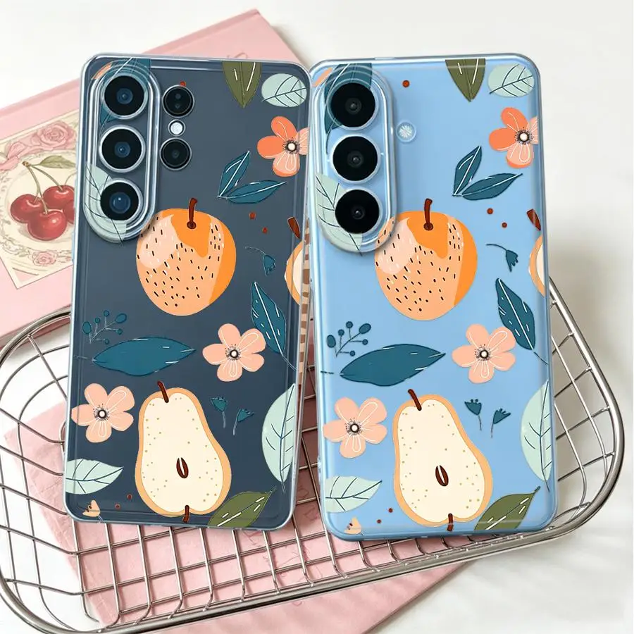 Phone Cover Case for Samsung Galaxy S26 Ultra S23Ultra S20 Plus Note 20 Ultra 10 S23 Ultra S21 S25 Edge S24 S22 FE Pear Leaf
