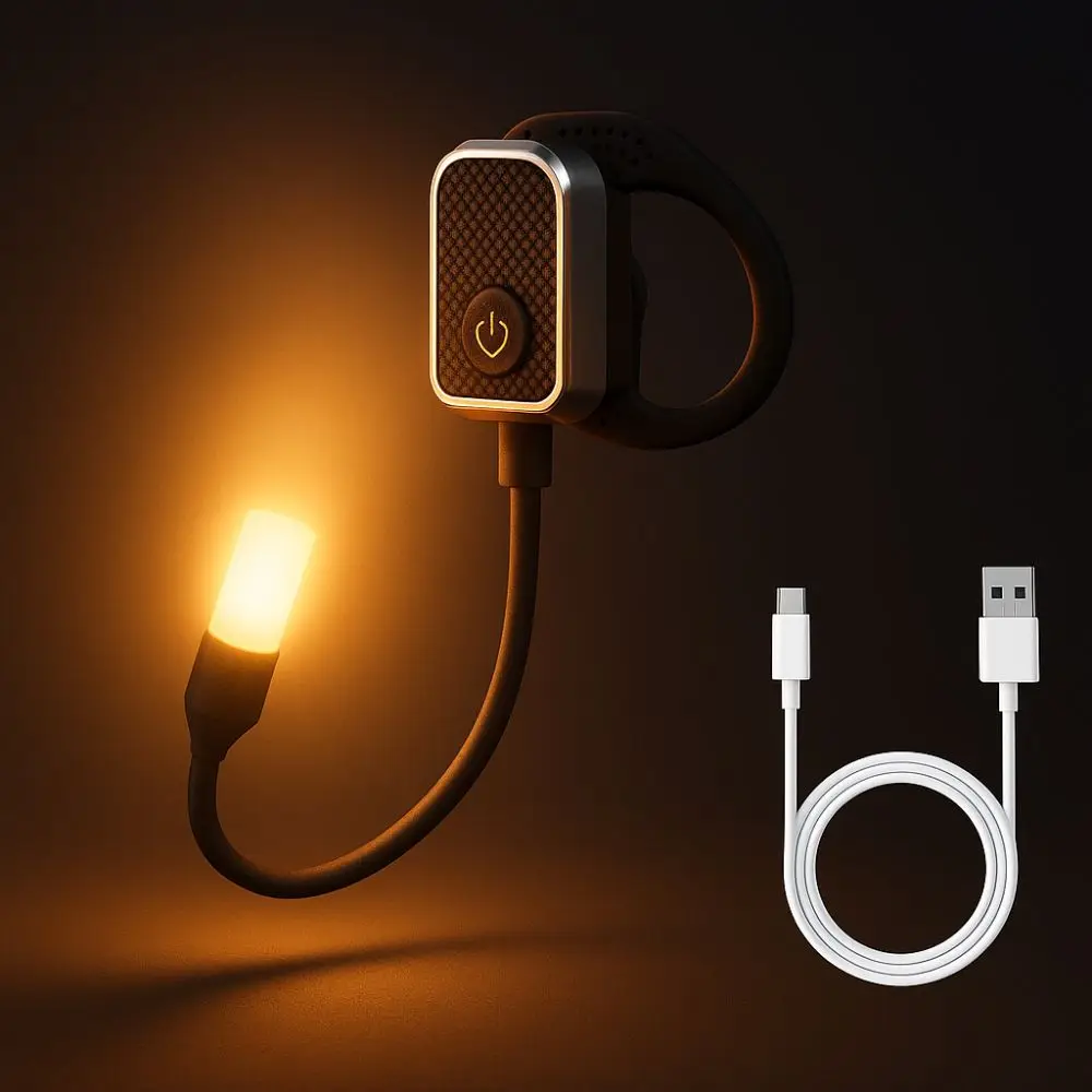 

USB перезаряжаемая лампа для чтения с ушами, 3-цветная температура и бесступенчатая книжная лампа с затемнением, яркость, громкая связь