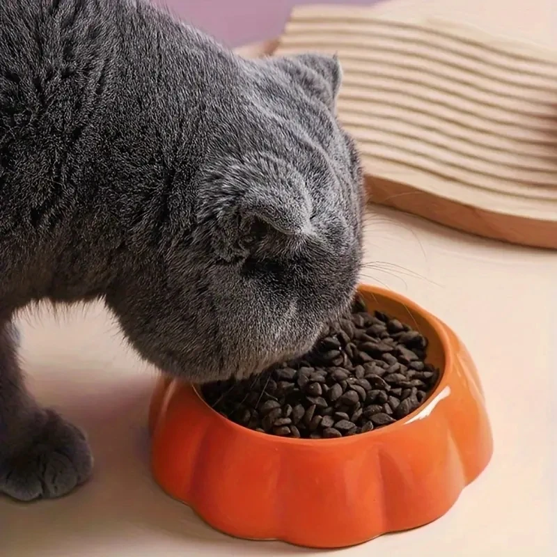 Fruit Design Pet Cat Bowl Ceramic Cat Food and Water Feeder Anti Turnover Cat Feeder Basin Watermelon Strawberry Pumpkin Orange