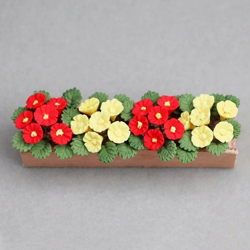 1:12 Doll House Miniature Flowers Garden Flower Beds Ornament Mini Potted Plant Flowers Pot Dollhouse Decoration