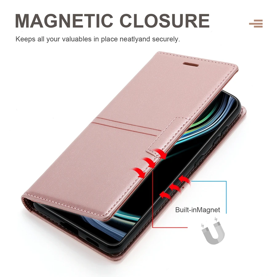 Skórzane etui z portfelem dla OPPO Find X3 Pro X2 Lite Reno 8 Lite 7Z 5 Pro A97 A96 A95 A94 A77 A74 A57 A55 Realme C25 7i Q5i Narzo 50 — zdjęcie produktu 4
