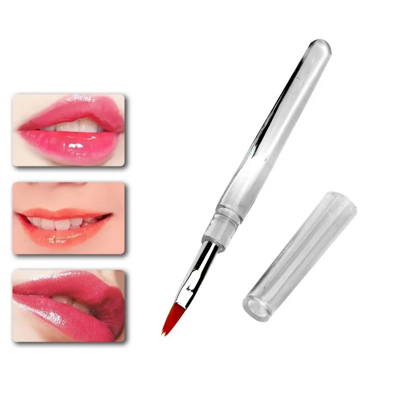 1 pz pennello per labbra in nylon portatile penna per rossetto asta trasparente con copertura mini pennello per trucco correttore pennello per labbra forniture per strumenti