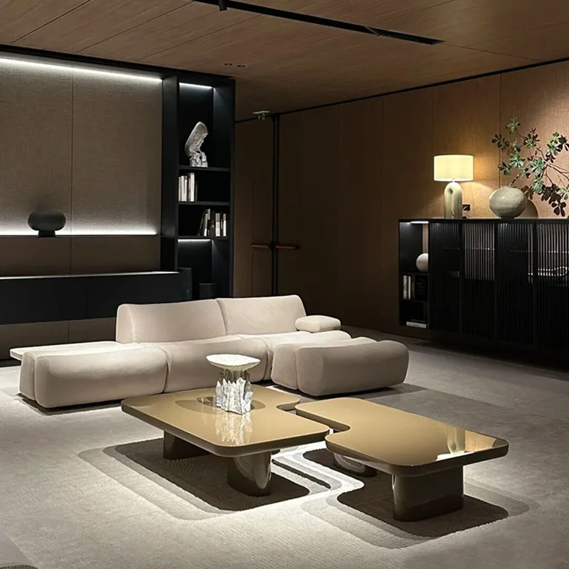 New Italian modular sofa size living room light luxury without armrests multi-person corner