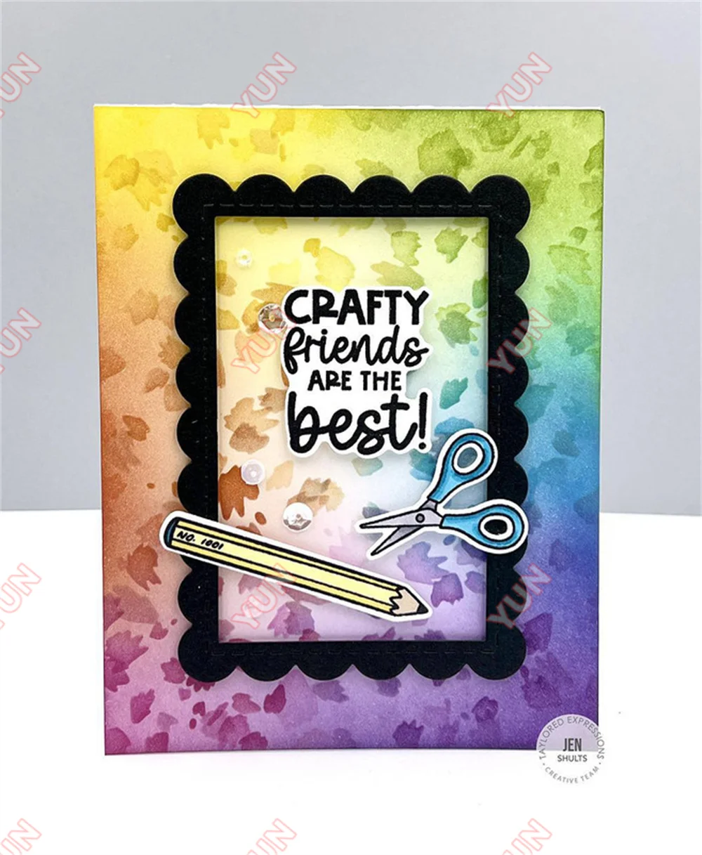 Bigs Valentine's Day Sentiments Stamps Happy Joy Rotating Splatter Stencil Mugs Kisses Die DIY Scrapbooking Photo Card Embossing