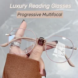 Fashion Progressive Reading Glasses Anti Blue Light Multifocal Women Presbyopia Eyeglasses +1.0 To +4.0 Near Far Sight Eyewear