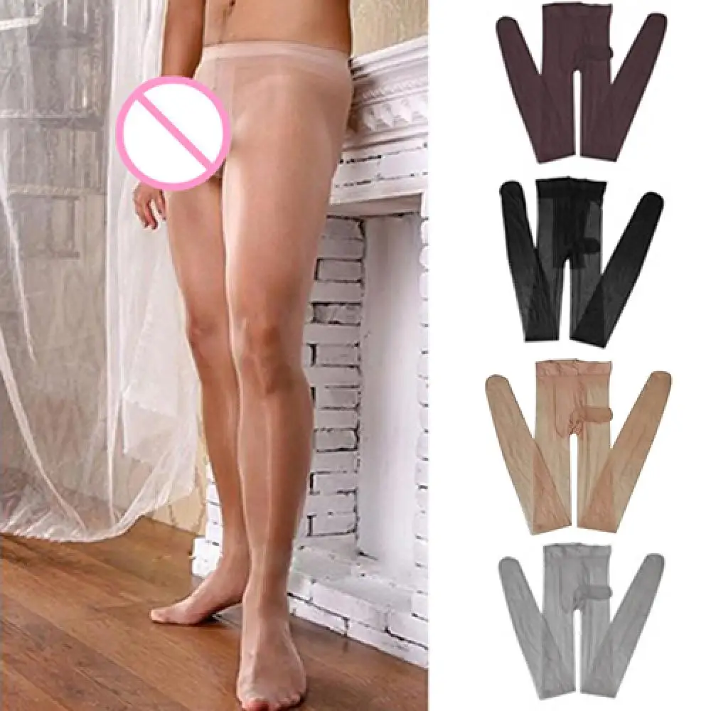 Uomini Sexy Lingerie Tulle vedere attraverso elastico trasparente calze ultrasottili JJ manica Sexy porno uomini calze slip calzini lunghi