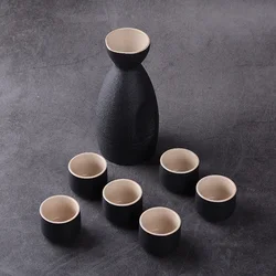 7Pcs Vintage Ceramic Sake Pot Cups Set Japanese Style Hip Flasks Home Kitchen Office Flagon Liquor Cup Drinkware Creative Gifts