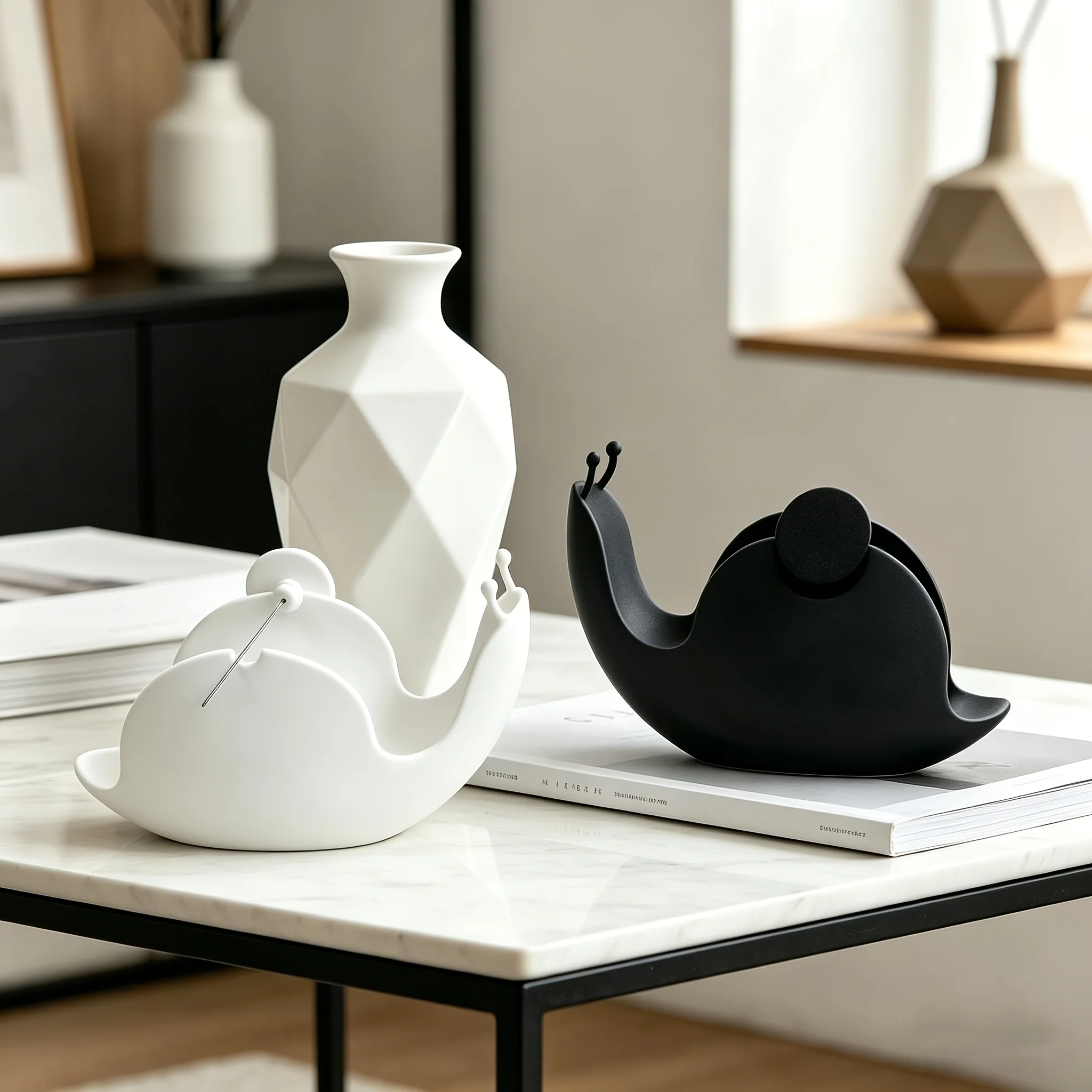 3D printed snail-shaped mosquito coil holder with an open design for easy access, a small desktop ornament, practical decoration