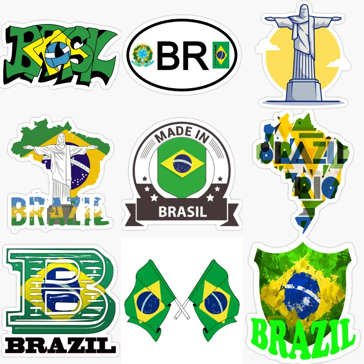 

BR Brazil Flag Map Redeemer PVC Creative Car Stickers for Car Bicycle Window Helmet Wall Fridge Decoration Customizable Size